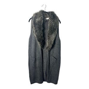 Atmosphere SZ L fur collar long sleeveless sweater vest